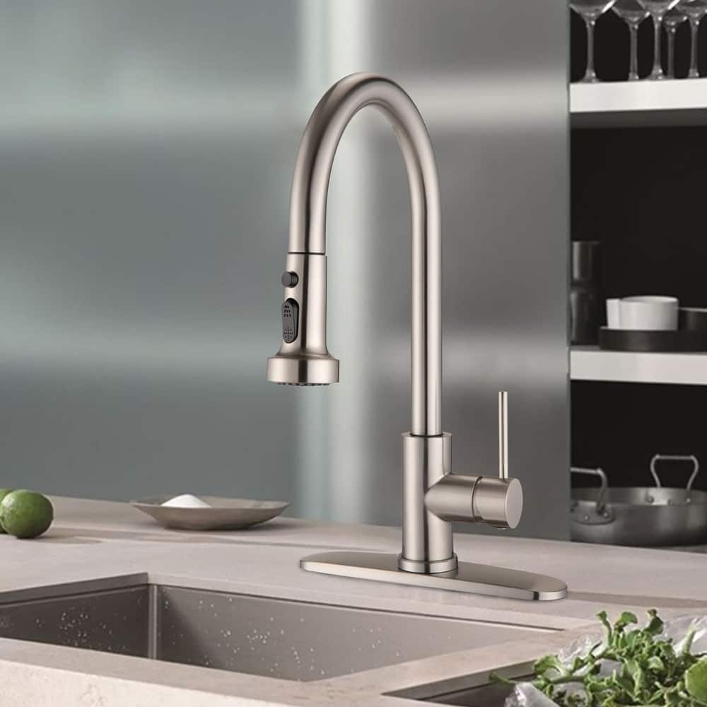 Single Handle Deck Mounted High Arc Pull Down Kitchen Faucet with Sprayer