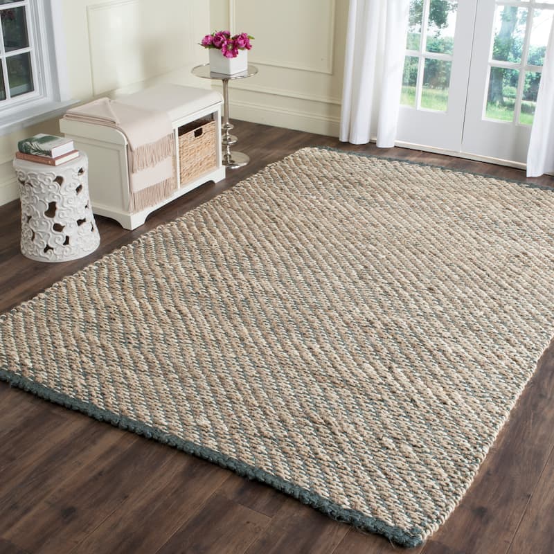 SAFAVIEH Handmade Natural Fiber Sanai Jute Rug - 8' x 10' - Blue/Natural