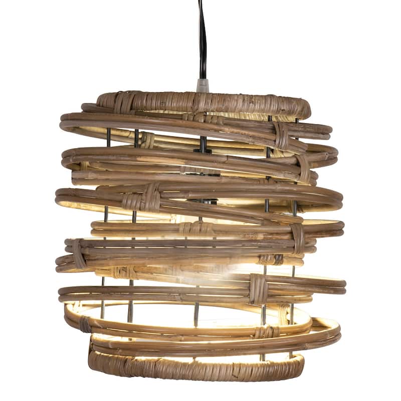 Natural Rattan Asymmetrical Hoop Pendant Light by East at Main