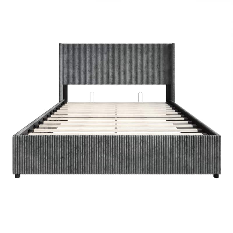 CraftPorch Luxury Wingback Platform Lift Up Storage Bed