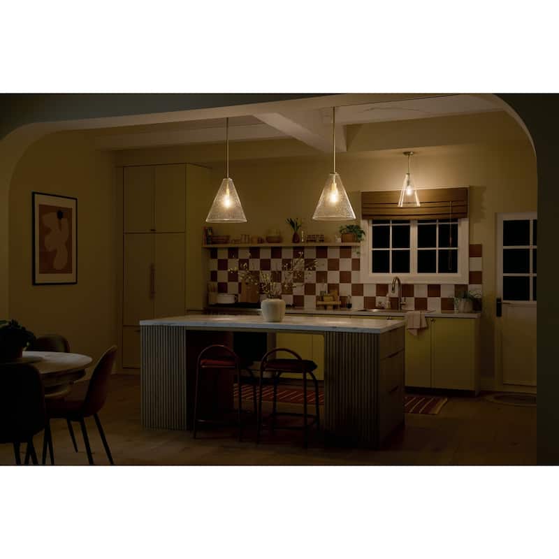Kichler Lighting Everly 1-Light Cone Pendant Light with Seeded Glass