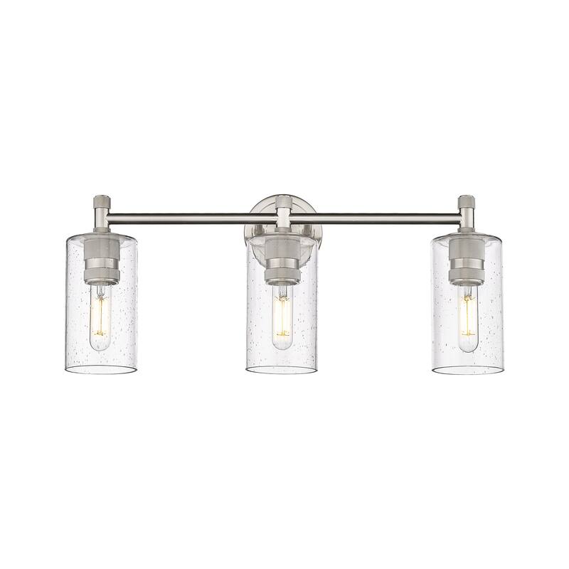 Innovations Lighting 434-3W-11-24 Crown Point Vanity Crown Point 3 - Satin Nickel / Seedy