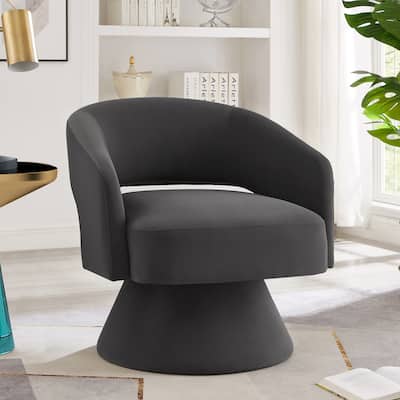 Swivel Barrel Chair,Upholstered Velvet Accent Chairs with Open Backrest and 360 Degree