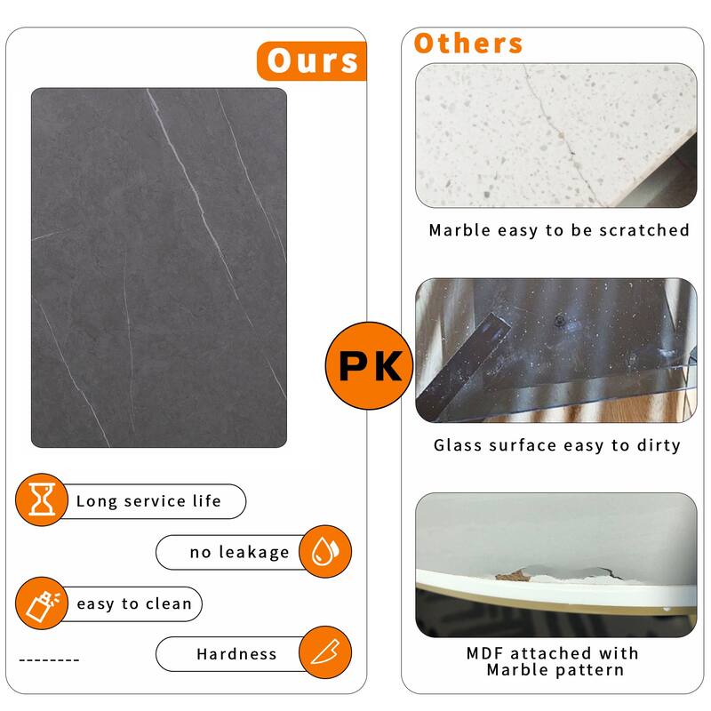 Nesting Table Set End Side Table Sintered Stone for Living Room - 27.5x27.5x18.9 inch