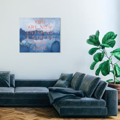 Wynwood Studio 'Stress Free' Typography and Quotes Wall Art Canvas Print Motivational Quotes and Sayings - Blue, Orange