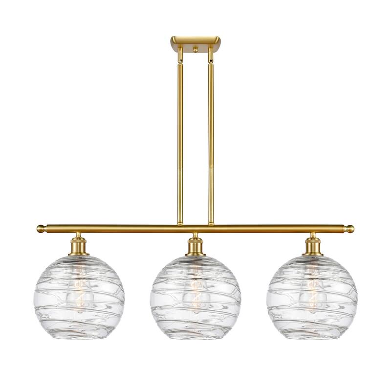 Innovations Lighting Athens Deco Swirl 3 Light 37" Stem Hung Island Light - Satin Gold