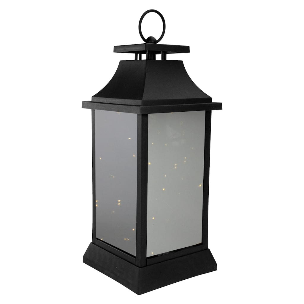LED Lighted Flickering Lantern - 16" - Warm White Light - Black