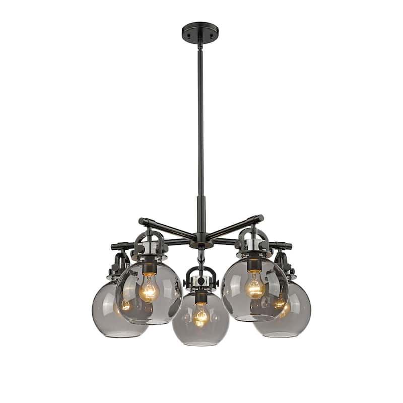 Innovations Lighting Newton Sphere - 5 Light 7" Stem Hung Chandelier.