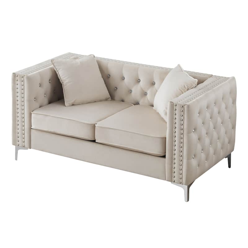 Paige Tufted Velvet Loveseat
