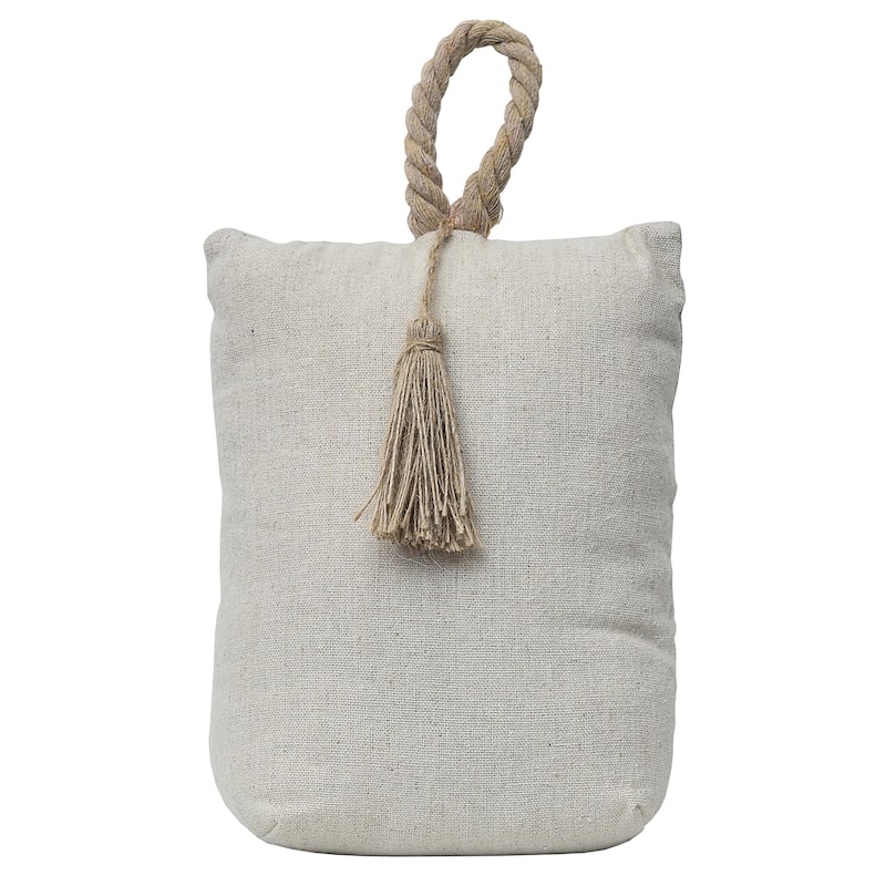 Nature Cotton Bag Door Stop Weighted Floor 2.2 lbs - 6"L x 4.6"W x 8"H - Ecru - 6"L x 4.6"W x 8"H