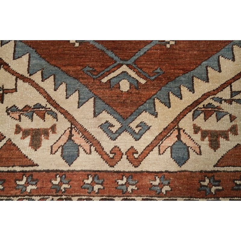 Hand Knotted Oriental 100% Wool Carpet Traditional Medallion Oranges & Rust Heriz (serapi) Area Rug - 13' 4'' X 9' 7''