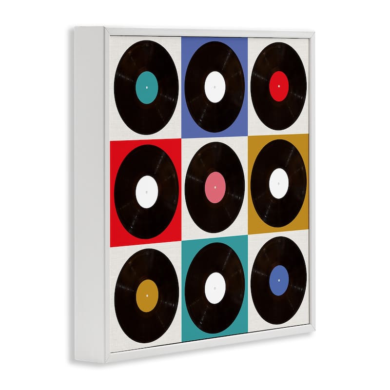 Stupell Geometric Music Records Framed Giclee Art Design By Katrina Craven