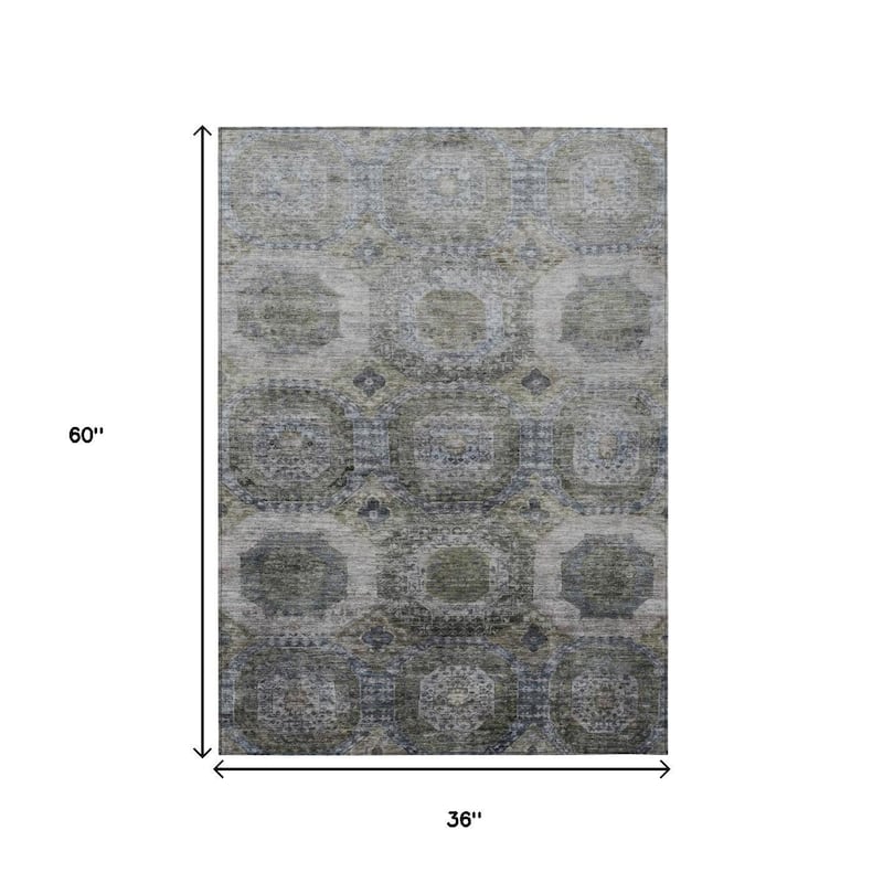 HomeRoots Medallion Transitional Rectangle Outdoor Rug
