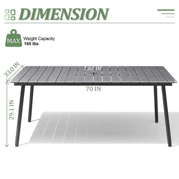 dimension image slide 1 of 4, Pellebant Outdoor Aluminum Rectangular Dining Table