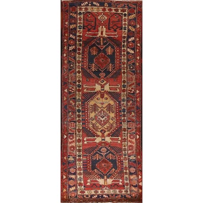 Handmade Vegetable Dye Ardebil Persian Vintage Runner Rug - 3'5"x 10'4"