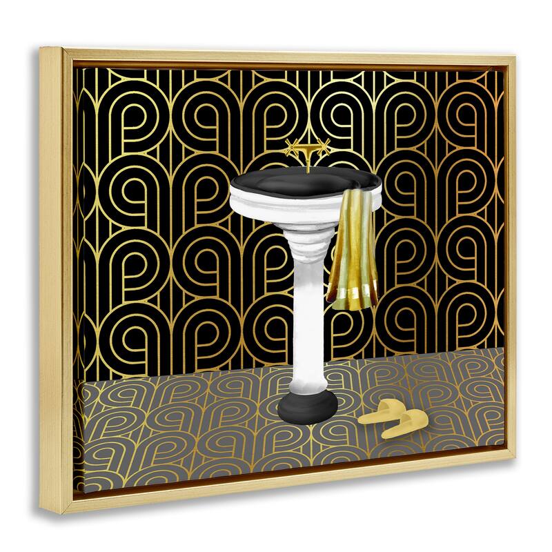 Stupell Bathroom Sink Deco Style Framed Floater Canvas Wall Art Design By Conrad Knutsen