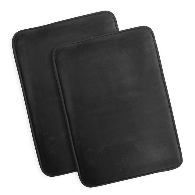 Clara Clark Ultra Soft Plush Bathroom Rug - Non-Slip, Velvet, Memory Foam Bath Mat - Set of 2 - Set of 2 17x24 - Black
