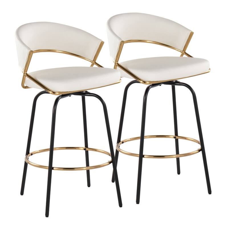 Silver Orchid Tatyana 26" Upholstered Counter Stool with Metal Legs (Set of 2)