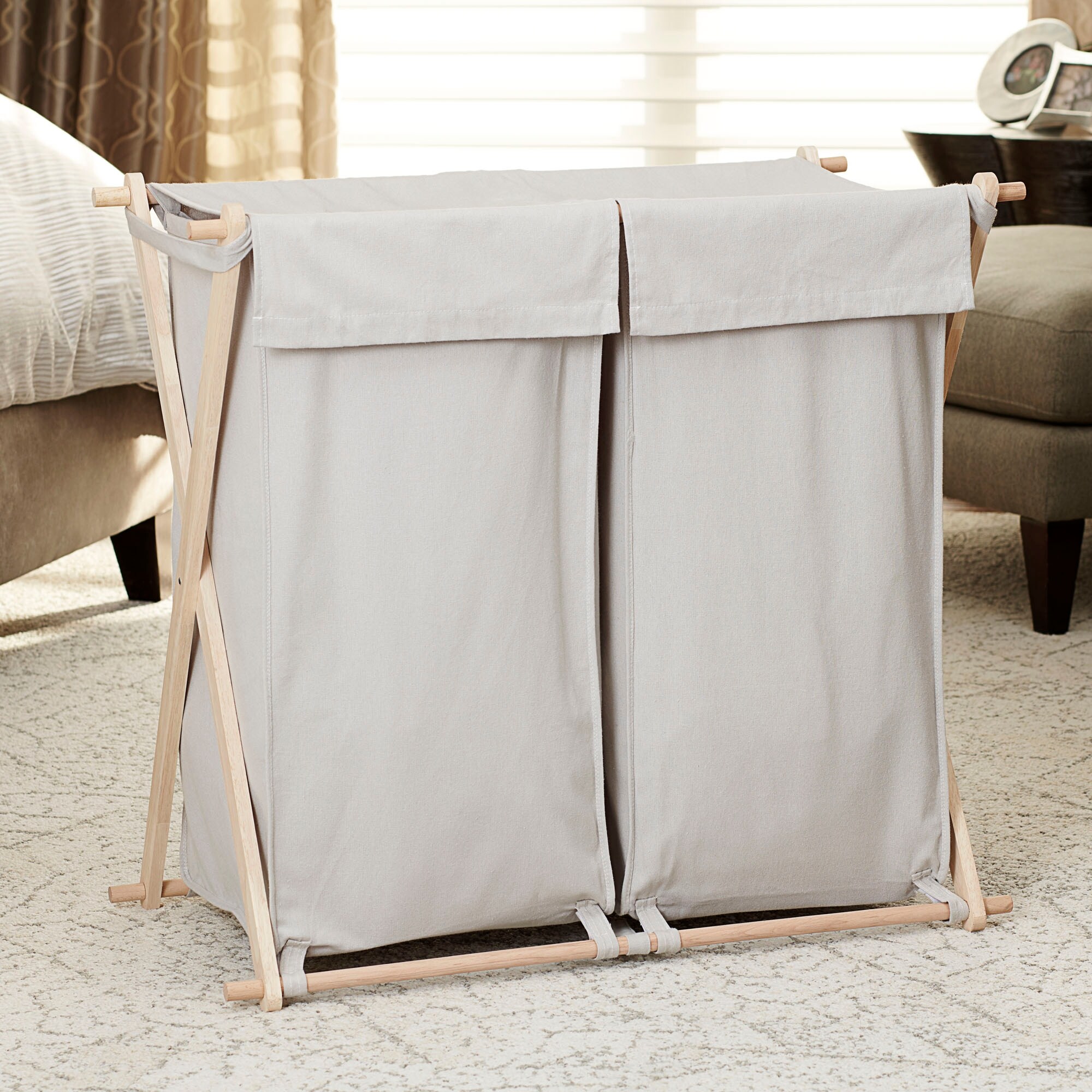 Household Essentials Collapsible Wood X-Frame Laundry Hamper with Black  Canvas Bag - On Sale - Bed Bath & Beyond - 33838841