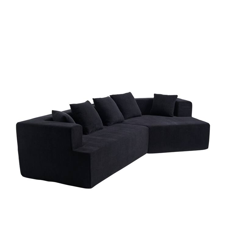 129.5" Chenille Memory Foam Sectional Sofa with Deep Seat, No Installation Required, and Quick Rebound Foam