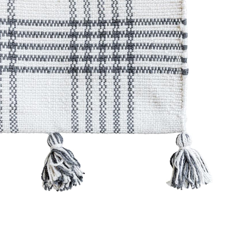 Foreside Home & Garden 2x3 Foot Plaid Outdoor Rug Gray Polyester - 2' x 3' Rectangle