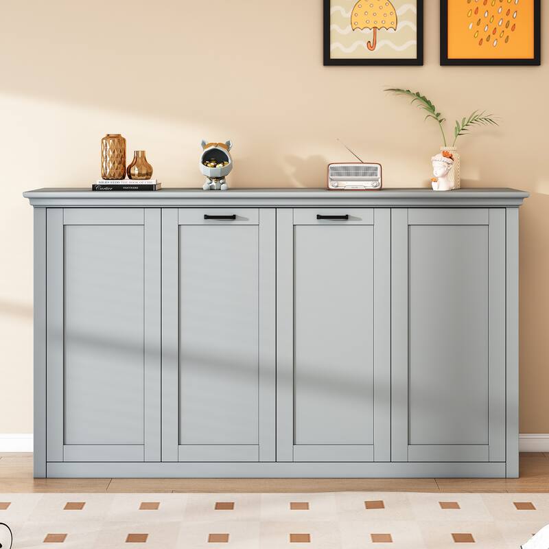 Twin Murphy Bed that Folds into a Cabinet, Metal Frame with Wood Slats, No Box Spring Needed