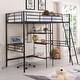 preview thumbnail 1 of 26, Space-Saving Twin Size Loft Bed with Built-in Desk and Shelves Black