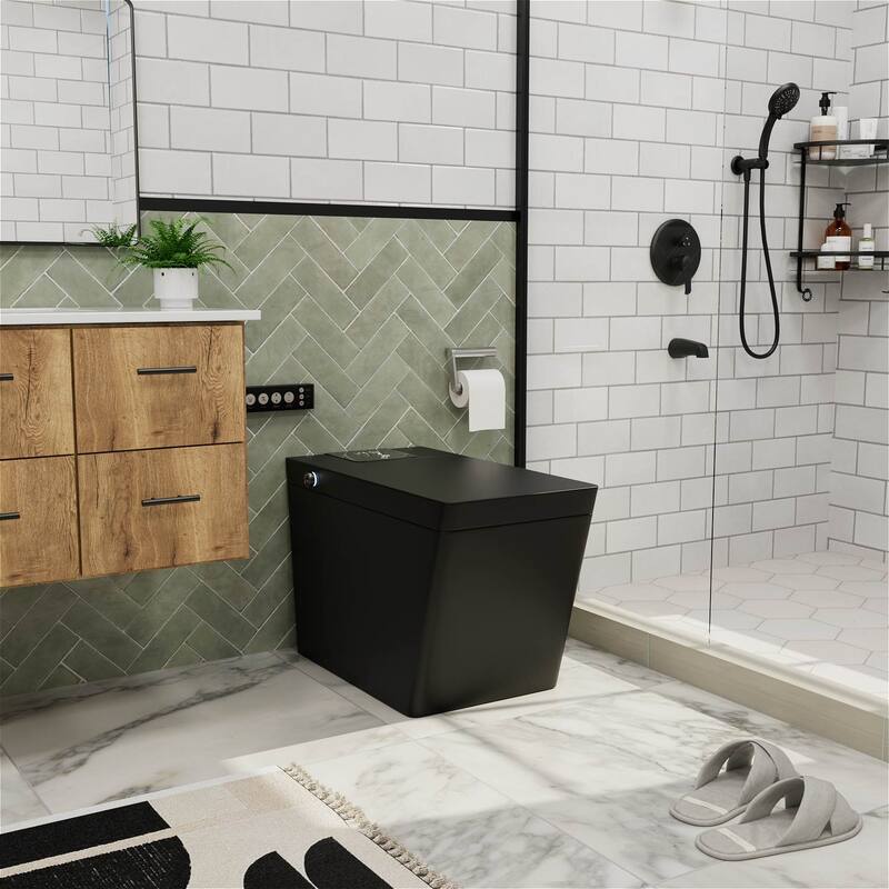 Giving Tree Smart Square 1.28 GPF One-Piece Floor Toilet with Heated Seat, Touching Control, Remote Control, Elongated