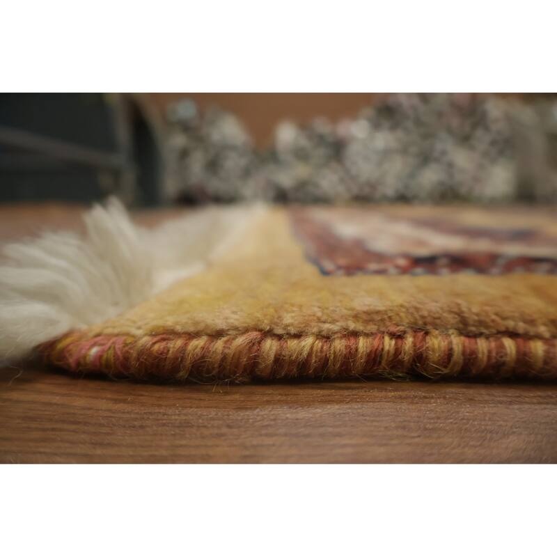 Hand Knotted Oriental 100% Wool Carpet Traditional Tribal Yellow & Gold Shiraz Area Rug - 8' 3'' X 5' 9''