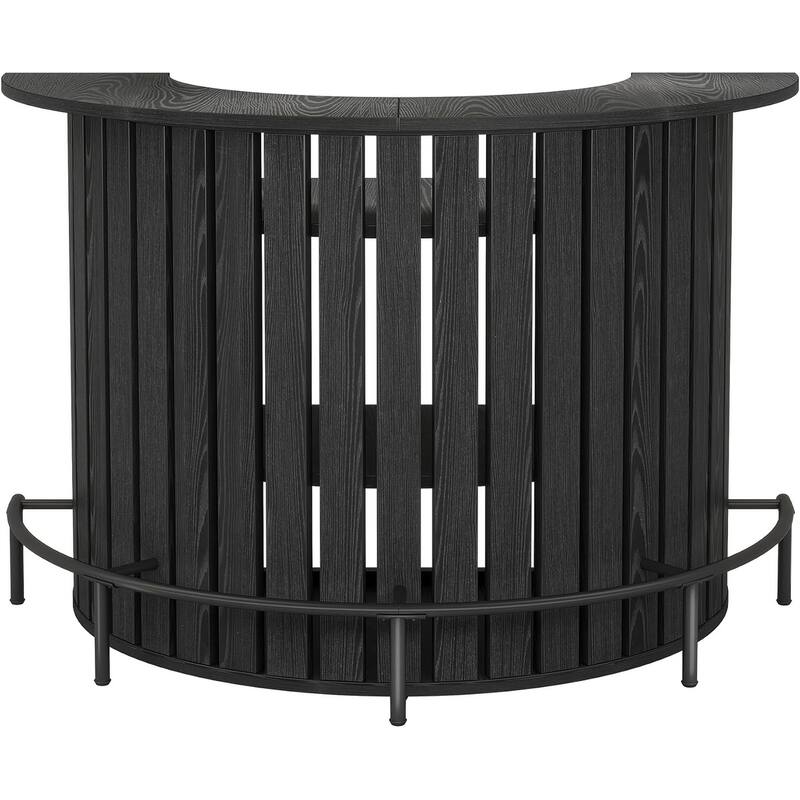 39.4” H Brown MDF Arc Shaped Bar Table, 4-Tier Home Bar Unit with Footrest