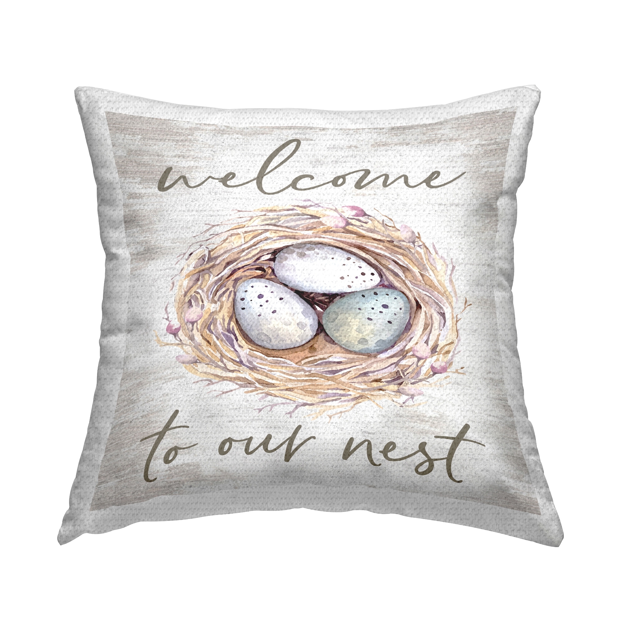 Stupell Welcome To Our Nest Nature Phrase Printed Outdoor Throw Pillow Design by Lettered and Lined