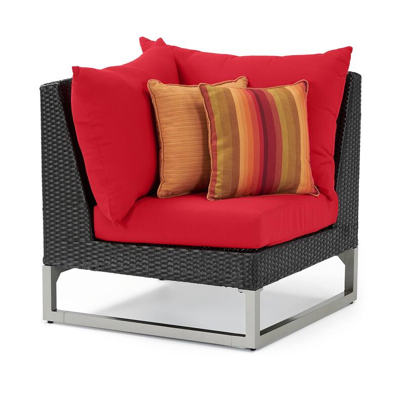 Milo Espresso 4 Piece Sunbrella Outdoor Patio Sectional with Table