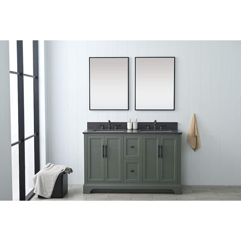 Vanity Art 54" Double Sink Bathroom Vanity with Top & Backsplash - Vintage Green