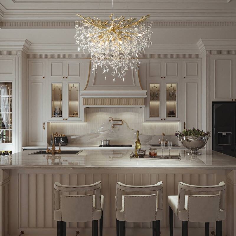 Modern Round Branch Crystal Chandelier, 600-1200mm Diameter, Marquise Cut Crystal Pendant Light