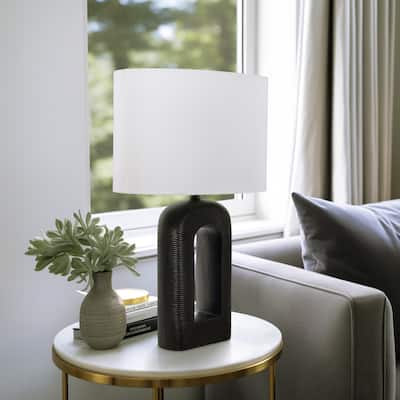 Sagebrook Home Modern 25" Cast Aluminium Table Lamp, Black, Oval - 15.5" x 10" x 25"