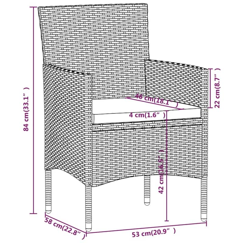 vidaXL Garden Dining Set Grey - 31.5 x 31.5 x 29.5