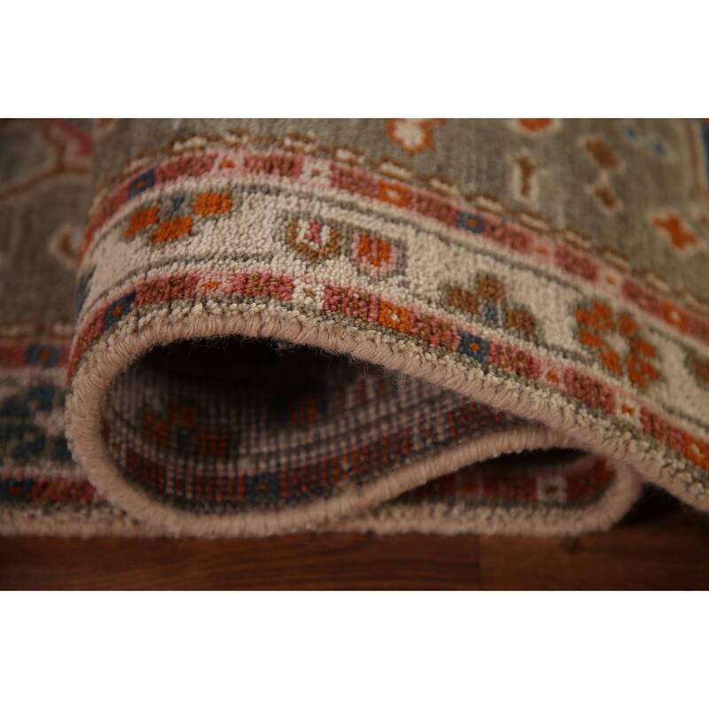 Geometric Grey Kazak Accent Rug Handmade Traditional Wool Carpet - 3'1"x 5'0"