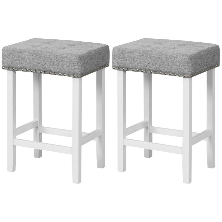 2 Pieces Counter Height Bar Stools with Sponge Padded Cushion - 17" x 13.5" x 24.5"/17" x 13.5" x 29" (L x W x H)