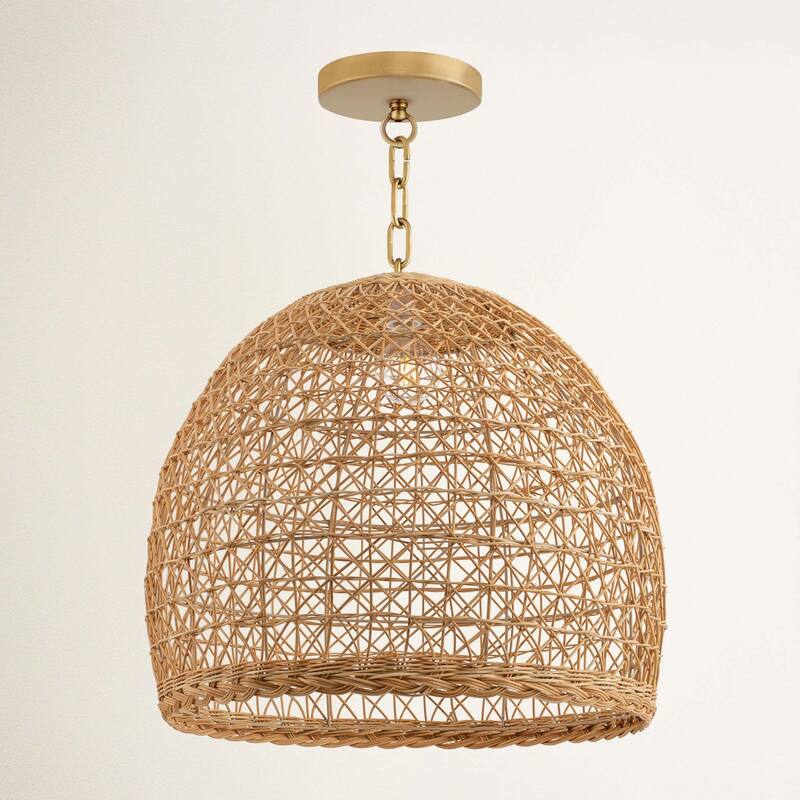 Lumiere Rattan Pendant Light - Natural Brown Dome 1-Light 