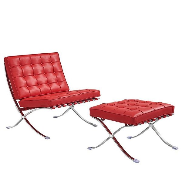 Barcelona style chair and ottoman hot sale