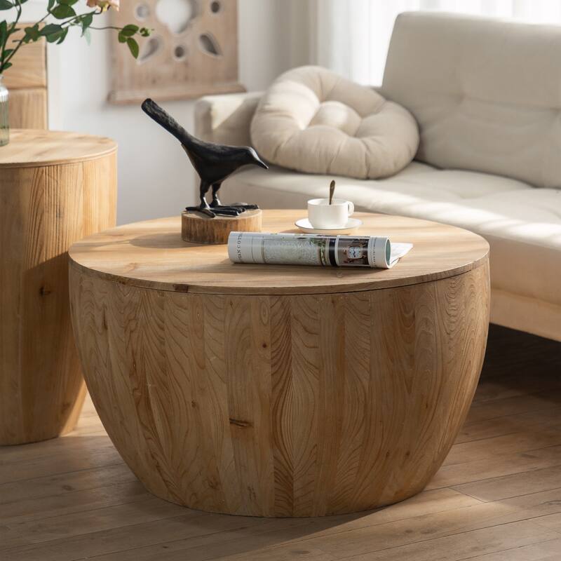 Two-piece Vintage Style Bucket Shaped Coffee Table Set