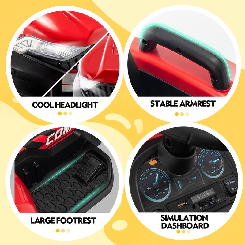 EROMMY Ride on Car Toys with Remote Control, Digger, Horn, Lights, Music Player, Safety Belt,
