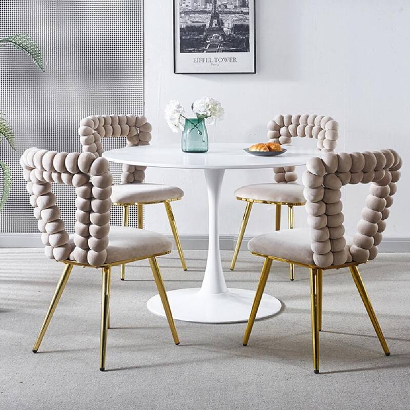 Modern Chair Set (2) with Golden Iron Tube Legs