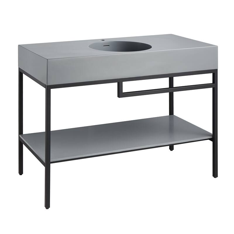 ANZZI Siena 48 in. Console Sink in Matte Black with Matte Grey Counter Top - Matte Black