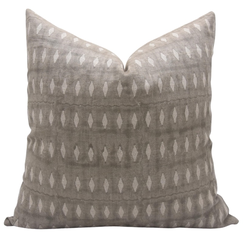 Linen Floral Block print pillow Cover - Omji - 26" x 26" - Pillow Covers