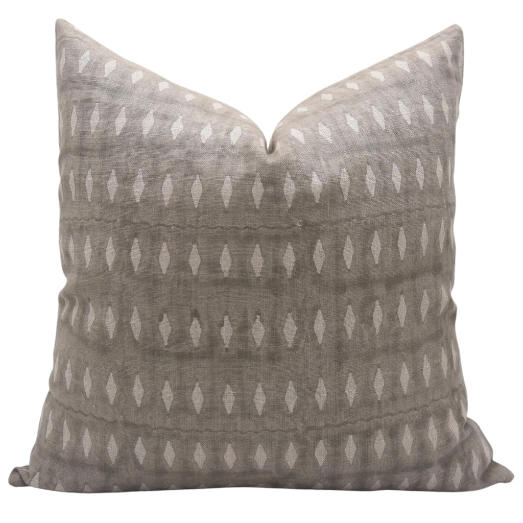Linen Floral Block print pillow Cover - Omji