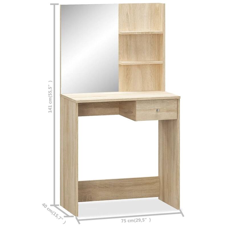 vidaXL Dressing Table Makeup Table Vanity Table with Drawers Engineered Wood