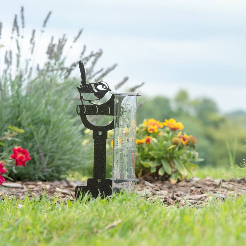 La Crosse Bird/Shovel Metal Rain Gauge with 5" Glass Tube