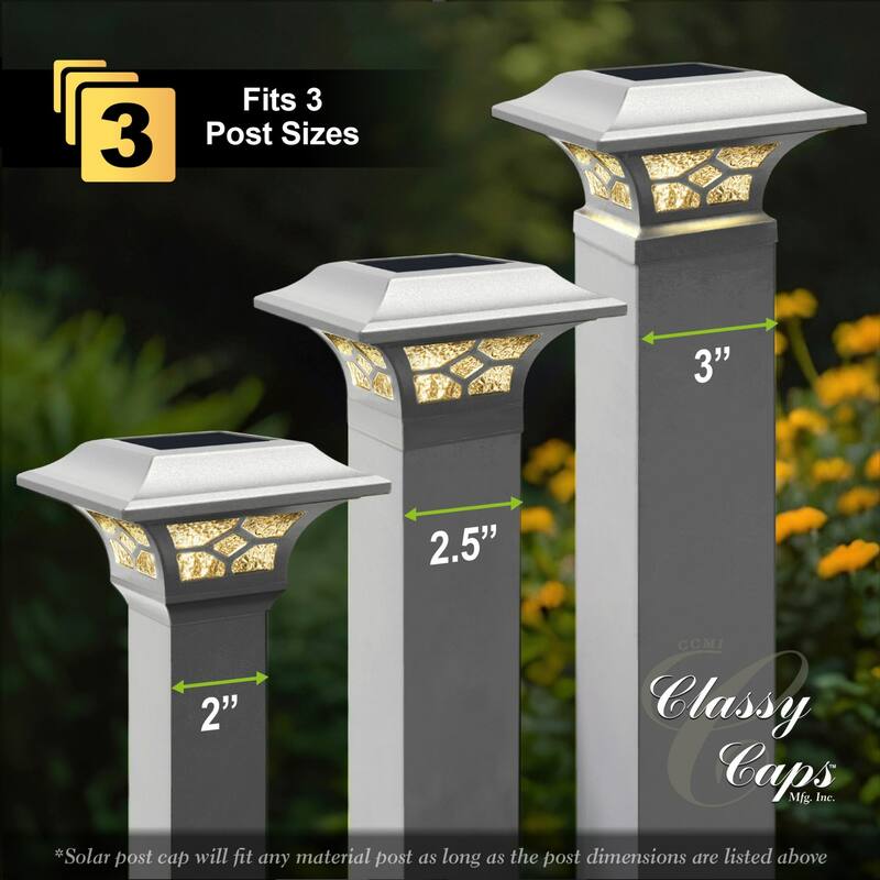 Solar Powered Dual Light Outdoor Post Cap - 7.25" - White