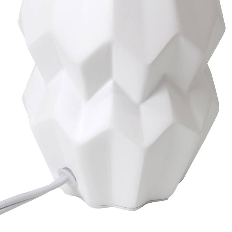 Geometric Ceramic Table Lamp with Drum Shade - 19.5" - White